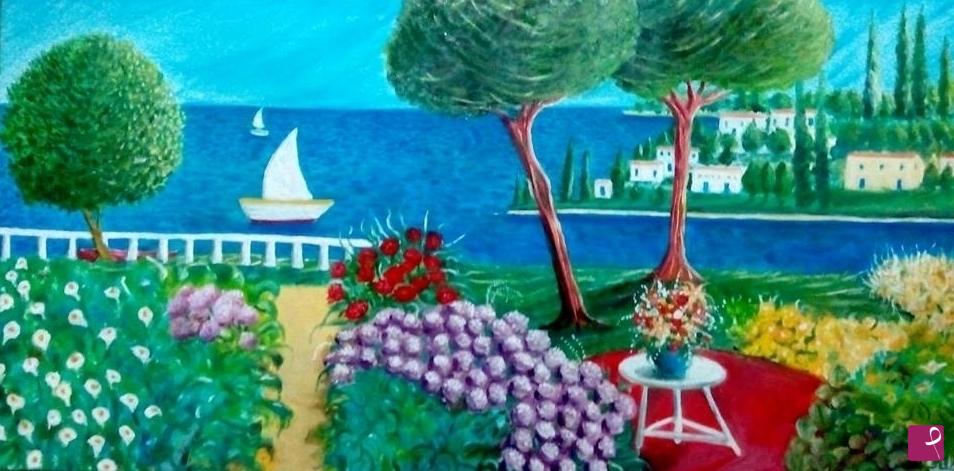 quadri in vendita online - Isola fiorita Omaggio ad Athos Faccincani