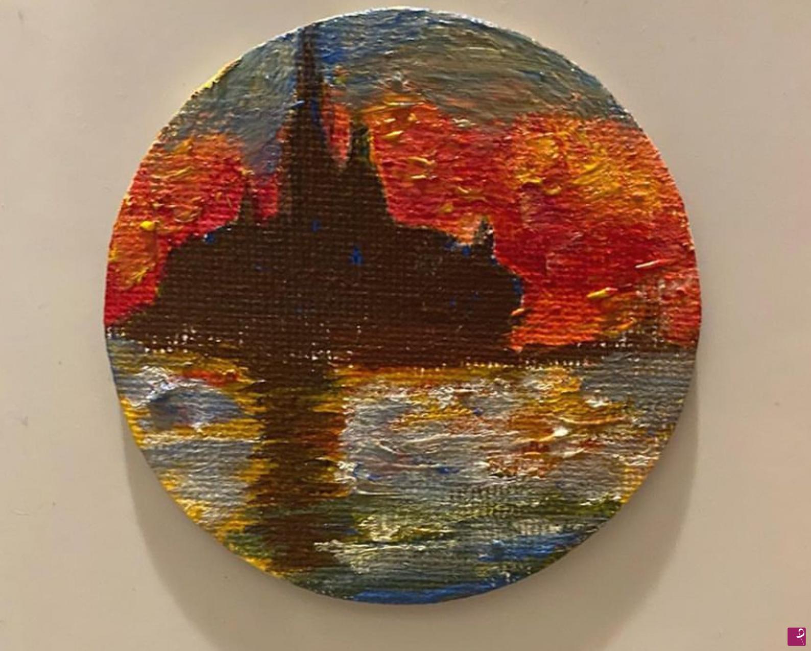 quadri in vendita online - Ispirata a "San Giorgio Maggiore al crepuscolo" di Claude Monet
