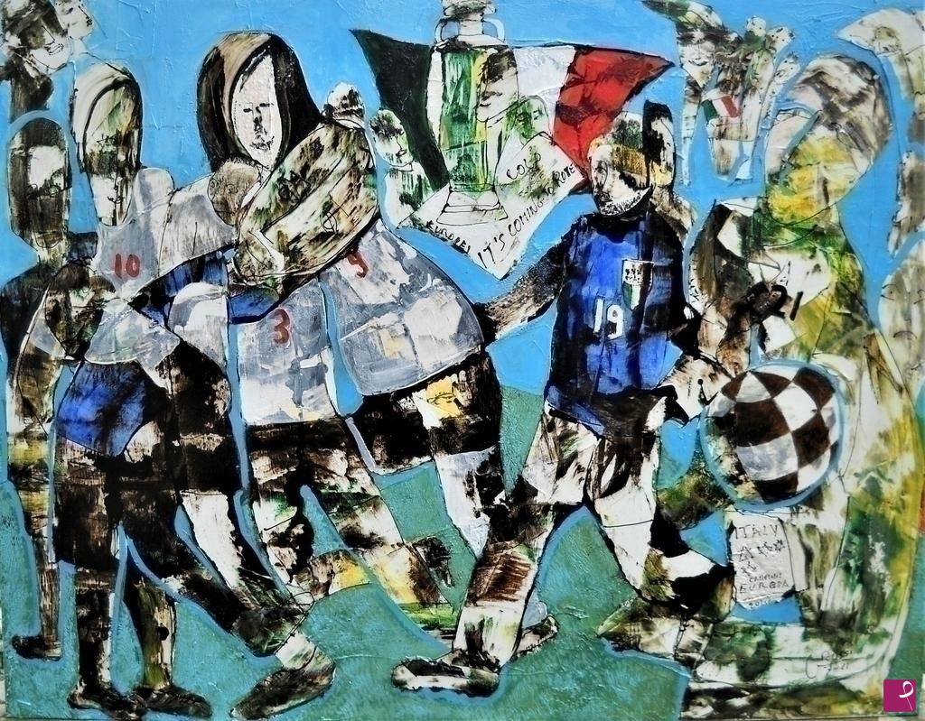 quadri in vendita online - It's coming to Rome 90x70x4 cm in asta link https://www.arsvalue.com/.../giuliano-rossi-it-s-coming...