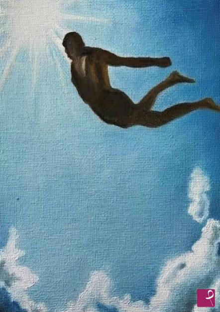quadri in vendita online - Ivan dives into the clouds