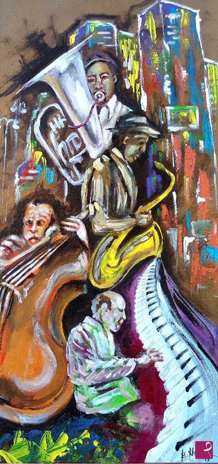 quadri in vendita online - Jazz in the street