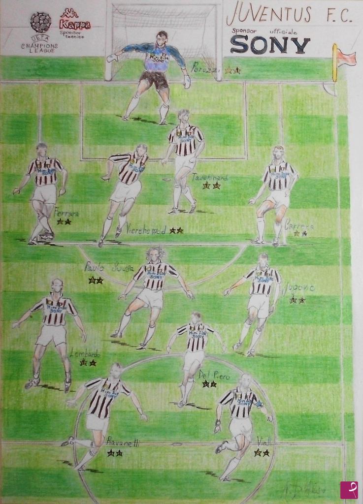quadri in vendita online - Juventus campione d'Europa 1995 '96 LATO 1