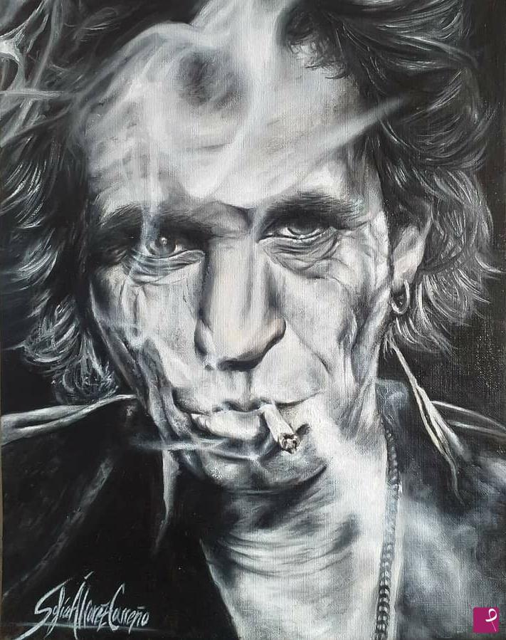 quadri in vendita online - "Keith Richards. Blues in the morning"