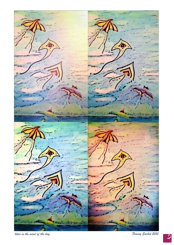 quadri in vendita online - kites in the wind of the day