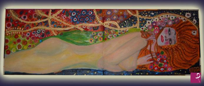 quadri in vendita online - klimt i serpenti d'acqua