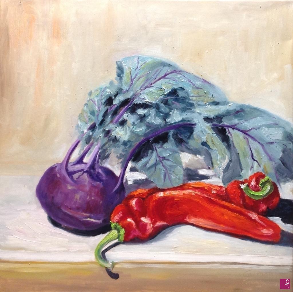 quadri in vendita online - Kohlrabi Paprikas 