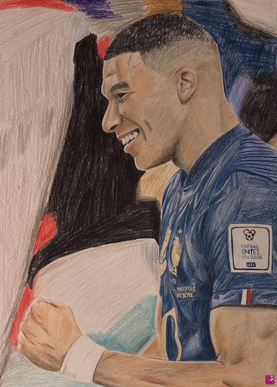 quadri in vendita online - Kylian Mbappe disegno Realistico a matita