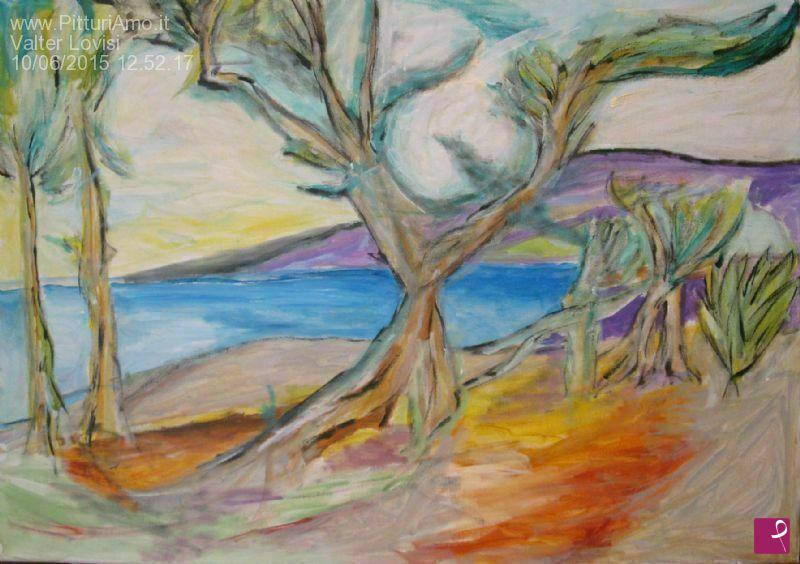quadri in vendita online - La Baia , mare natura- (lib.isp. Paul Gauguin 1887)