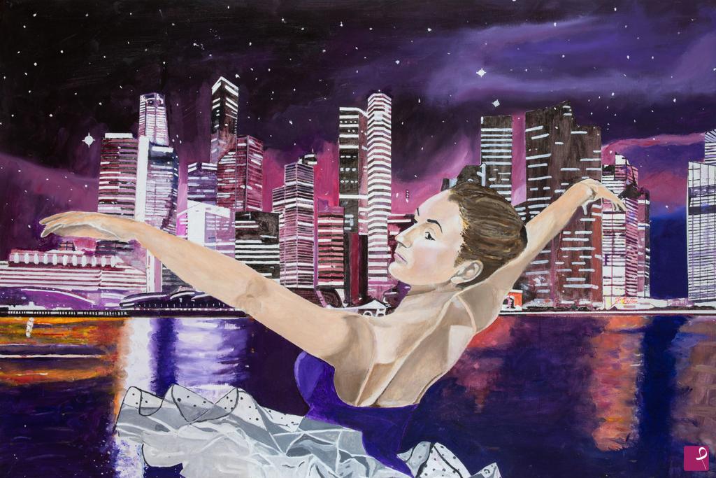 quadri in vendita online - La ballerina, la citta' e la notte.