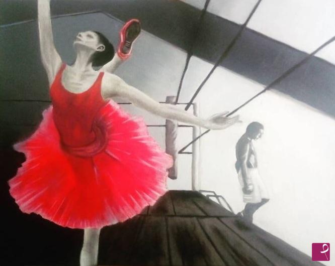quadri in vendita online - La ballerina sul ring