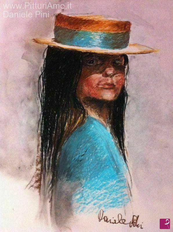 quadri in vendita online - La bambina col cappello
