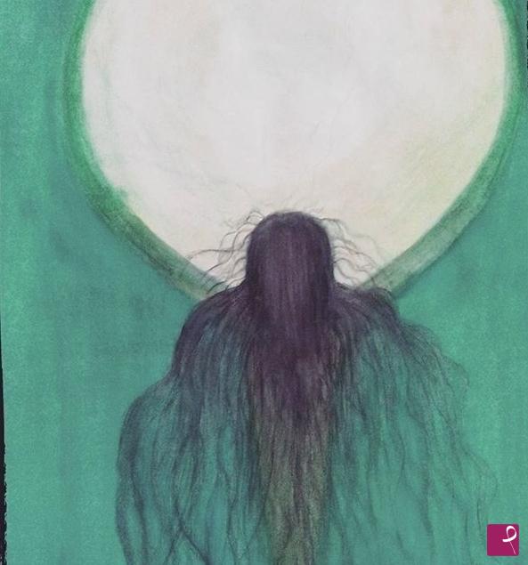 quadri in vendita online - la bambina e la luna