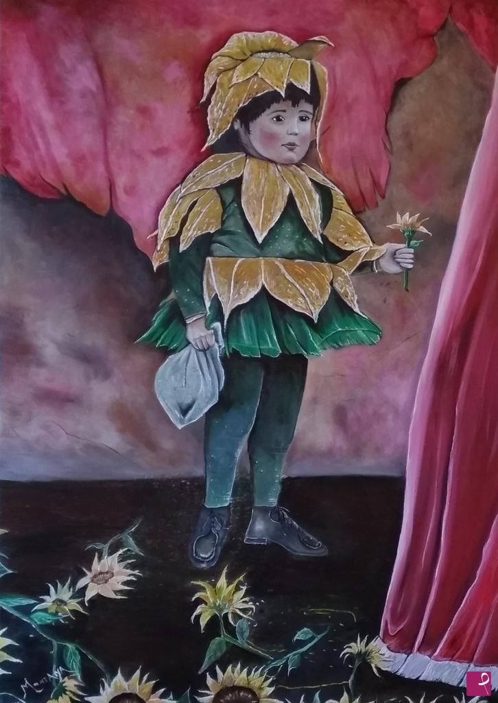 quadri in vendita online - La bambina girasole