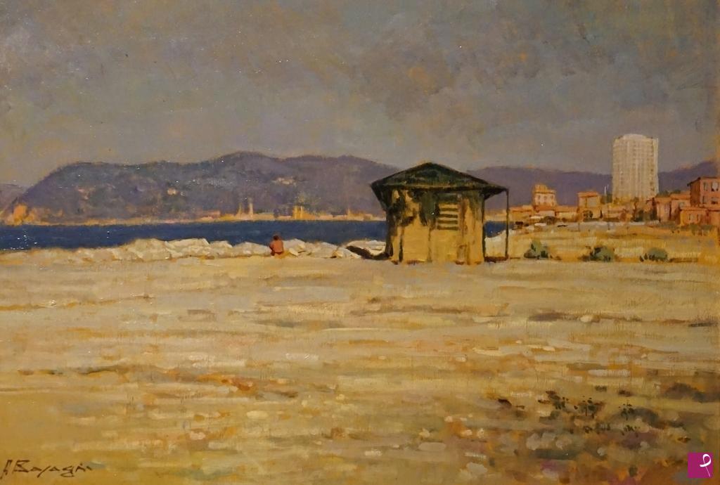 quadri in vendita online - La baracchina dei giocatori di carte a Marina di Massa