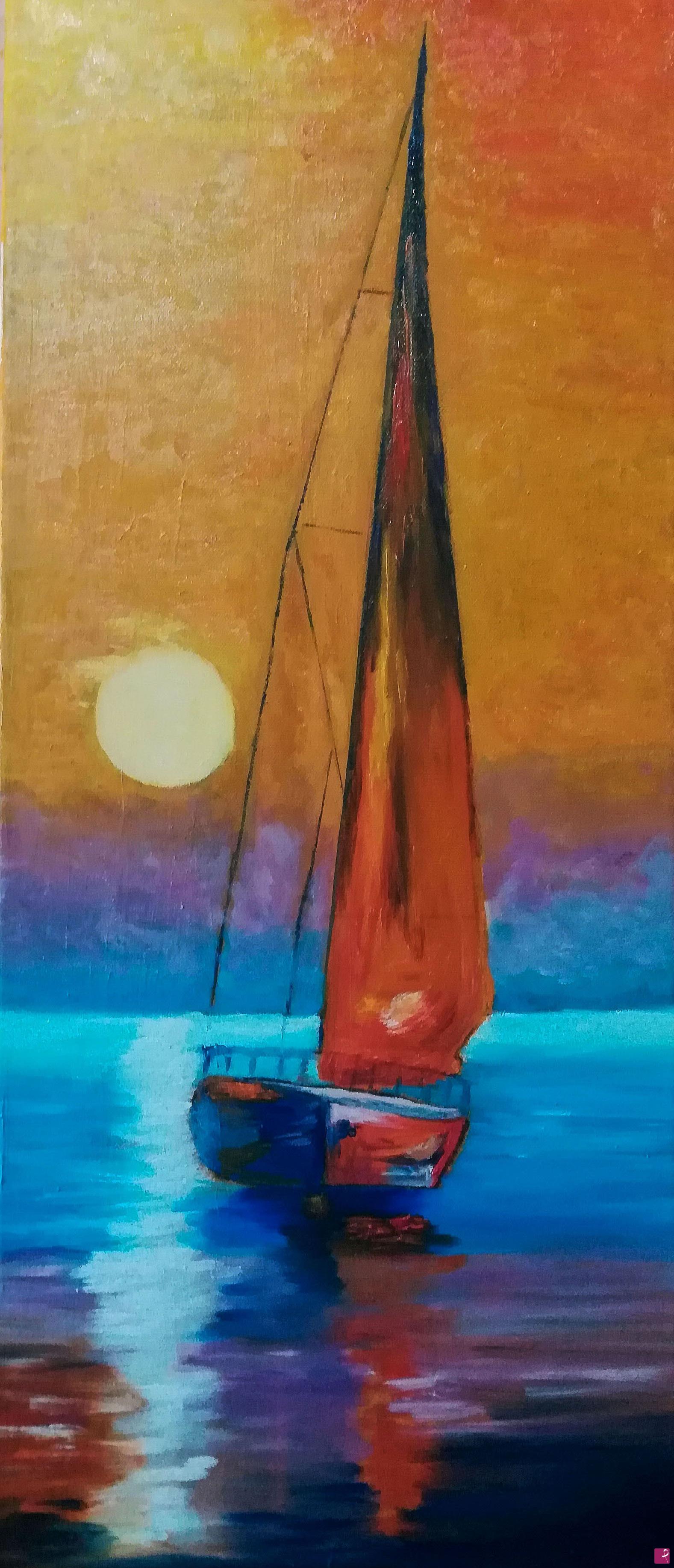 quadri in vendita online - La barca al tramonto
