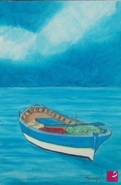 quadri in vendita online - La barca azzurra