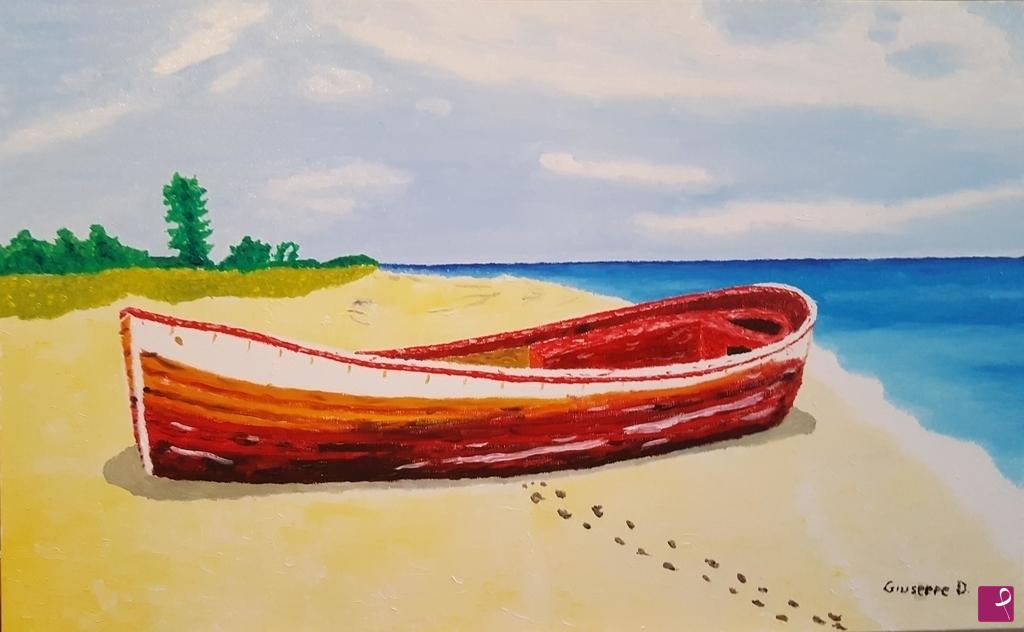 quadri in vendita online - "la barca sulla spiaggia"