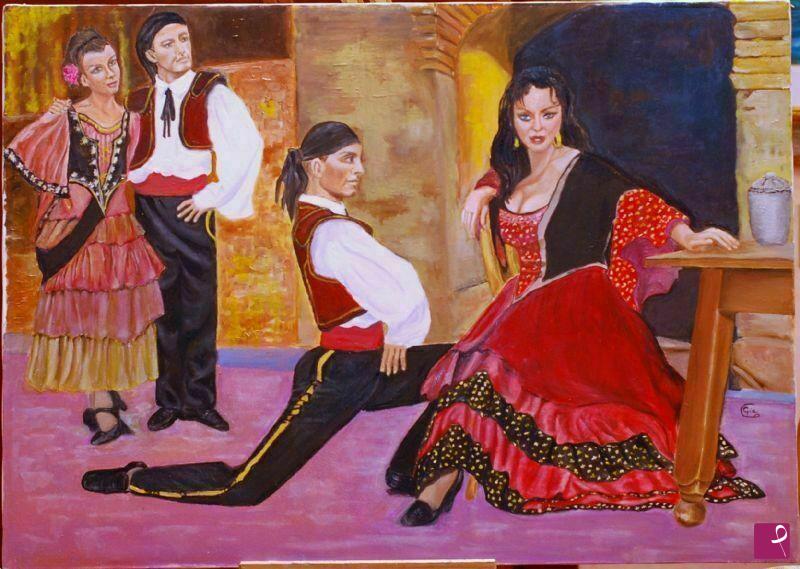quadri in vendita online - La Carmen-Scena da teatro