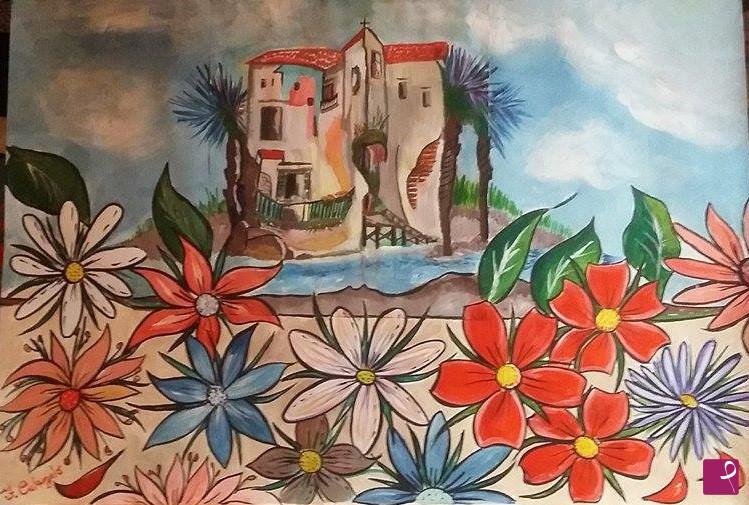 quadri in vendita online - La casa nei fiori