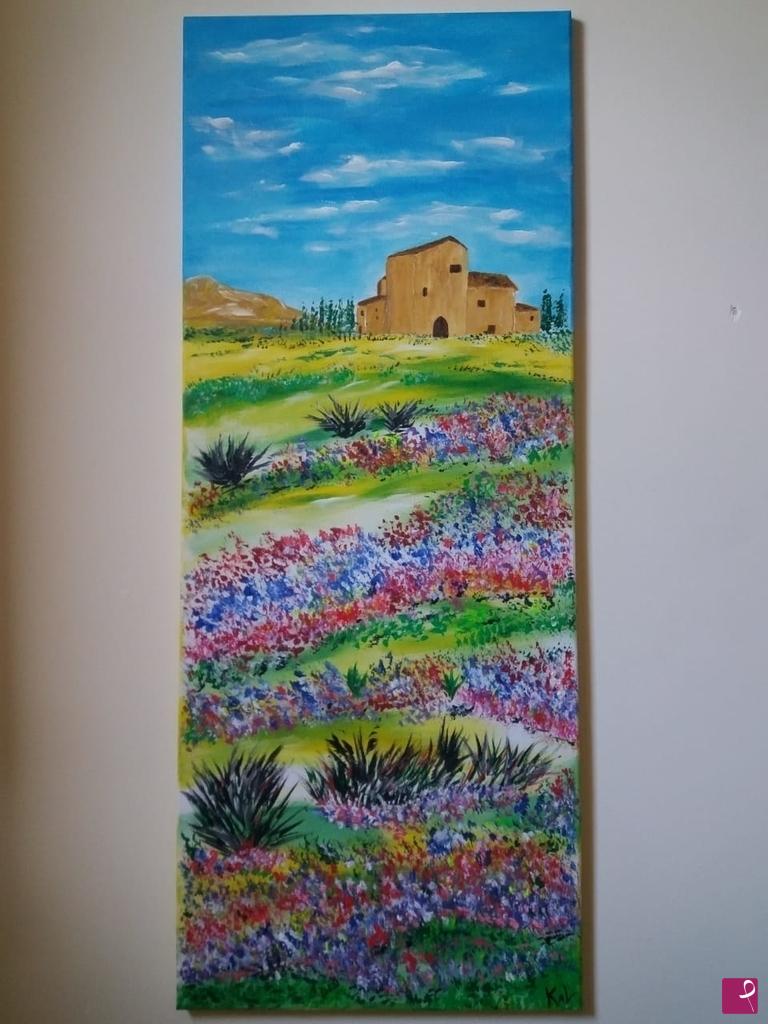 quadri in vendita online - La casa sulla collina