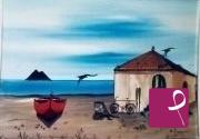 quadri in vendita online - la casa,la  barca, la bicicletta di Turi u piscaturi