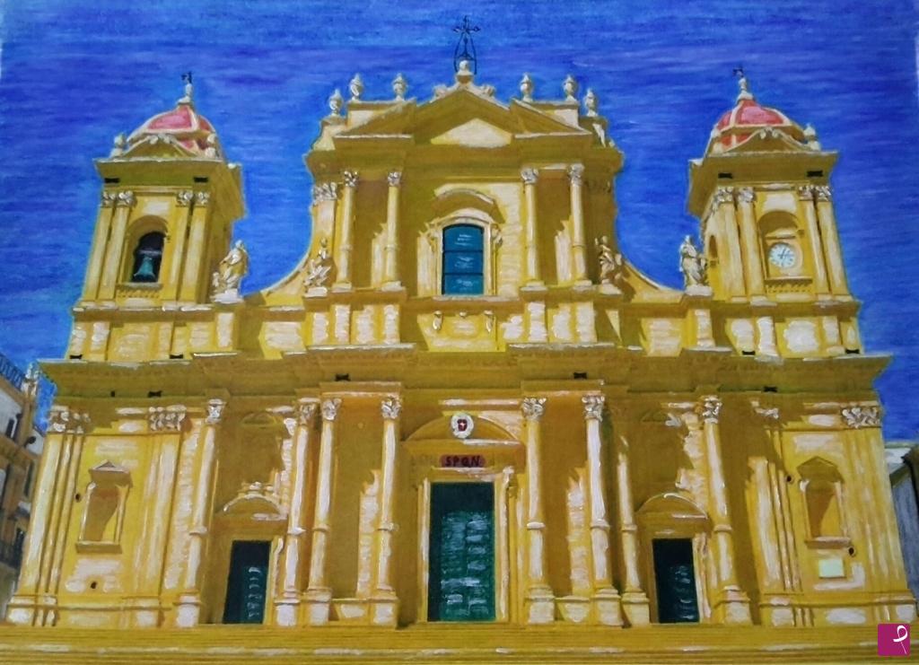 quadri in vendita online - LA  " CATTEDRALE" DI  NOTO  A  COLORI.