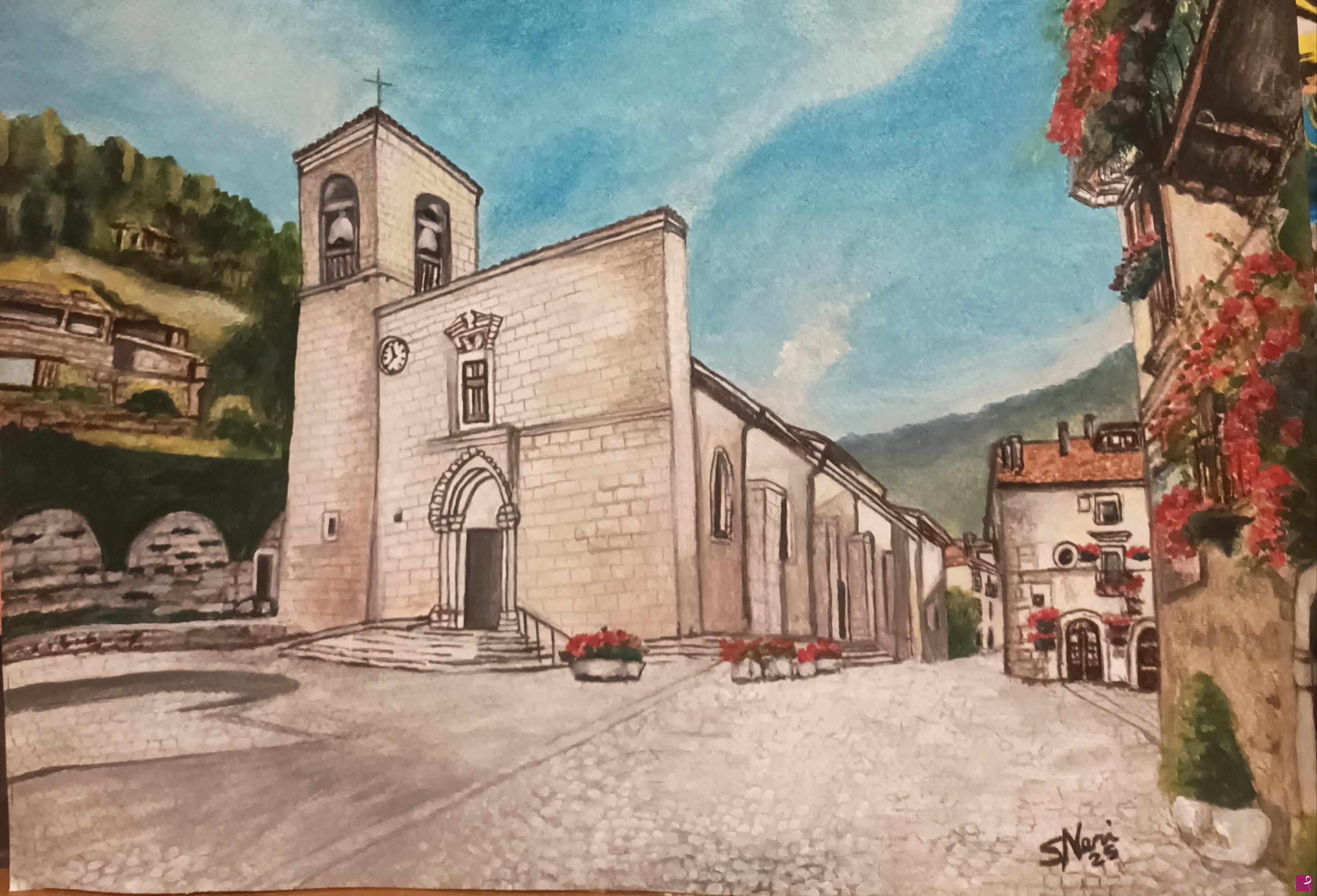 quadri in vendita online - La chiesa di Pescasseroli 