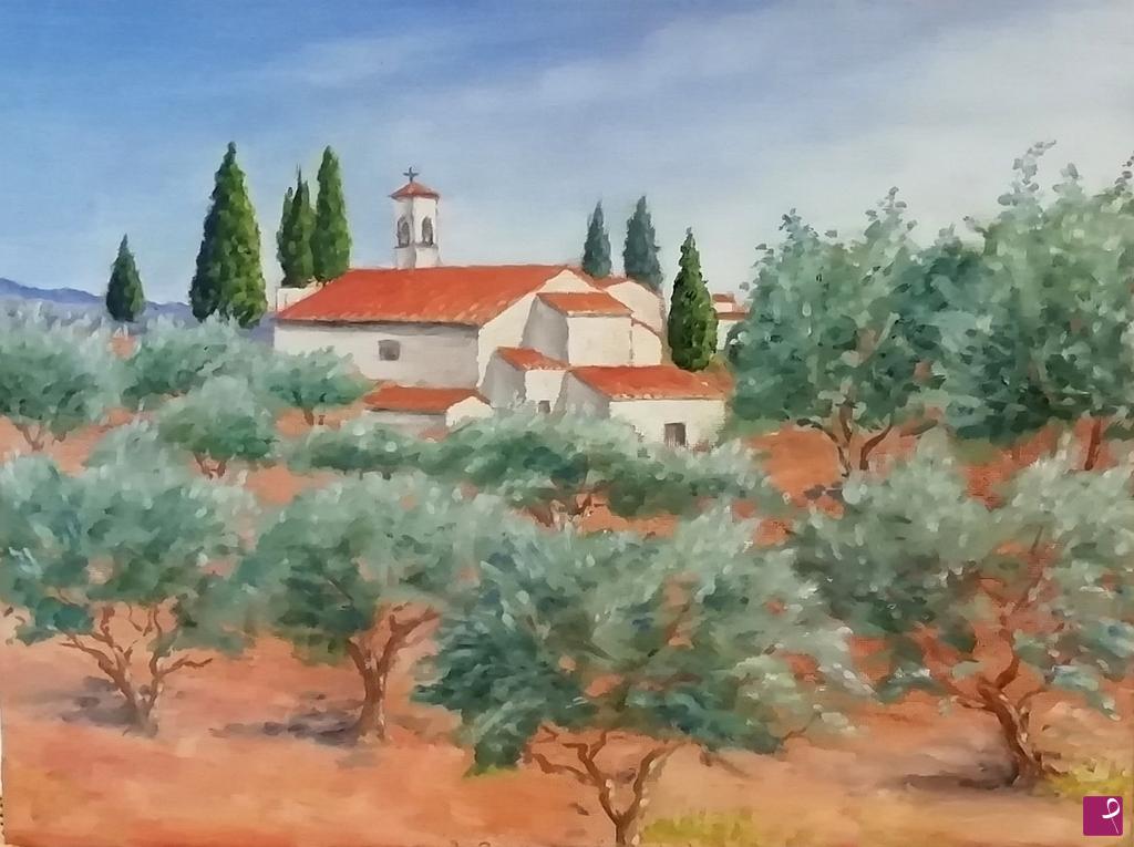 quadri in vendita online - La chiesa di Querceto (2' versione) 