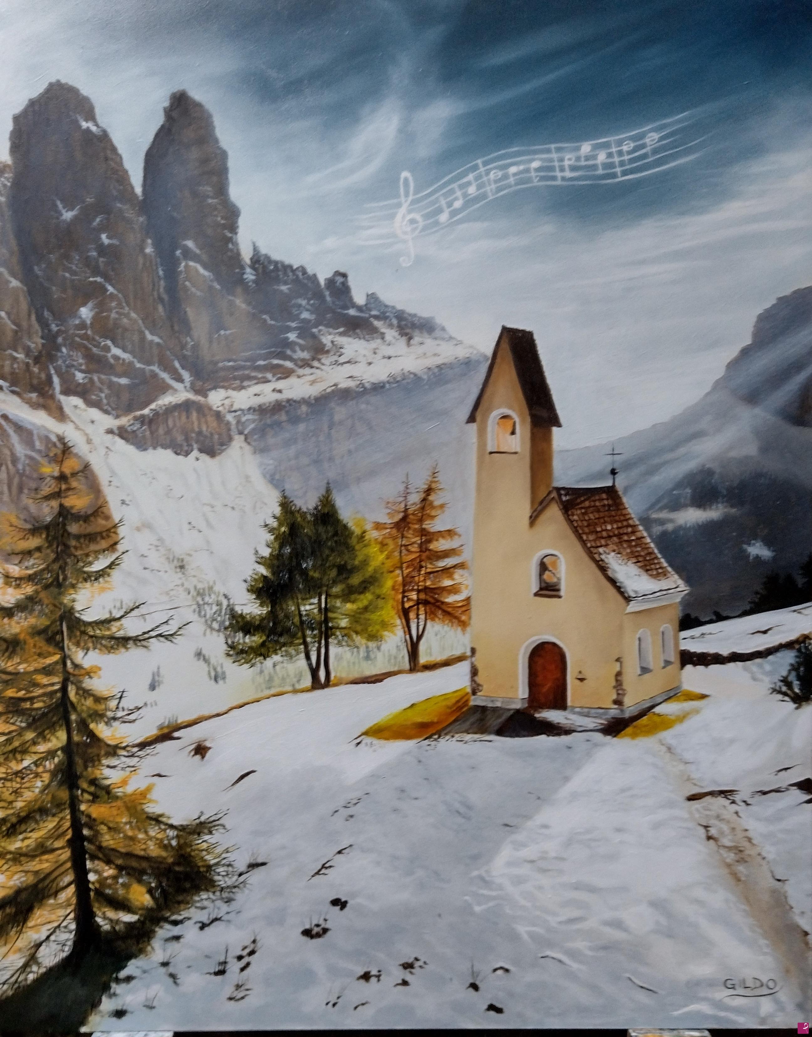 quadri in vendita online - La chiesetta di valgardena