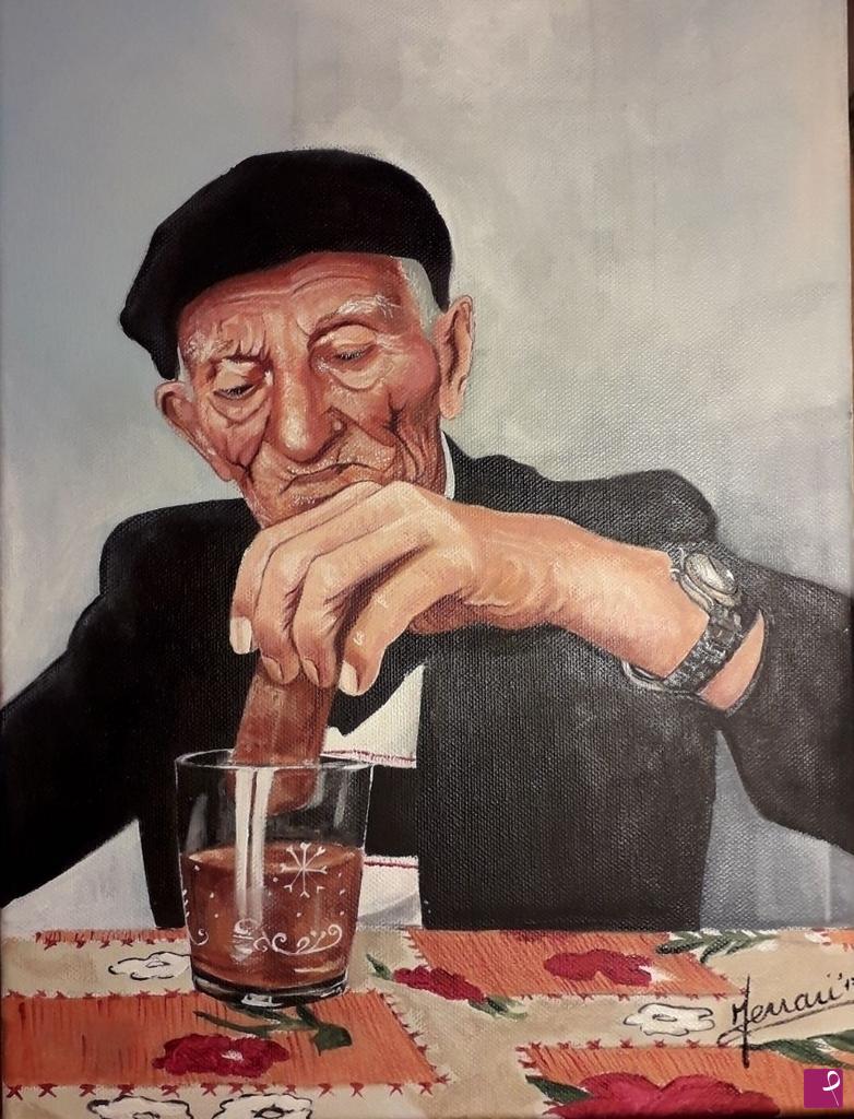 quadri in vendita online - La colazione di nonno Arturo