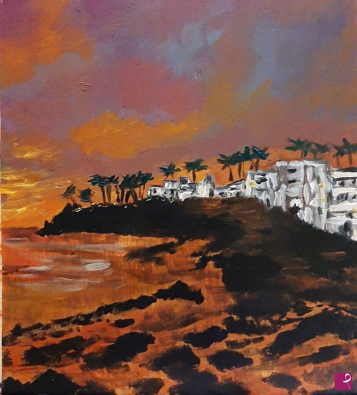 quadri in vendita online - La costa di Sharm el-Sheikh al tramonto