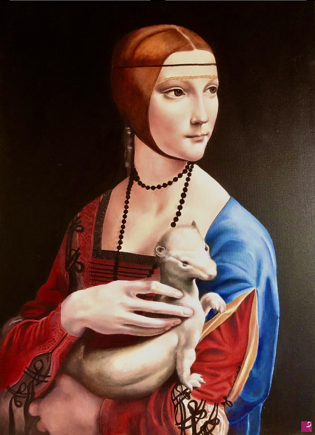 quadri in vendita online - La Dama con l’ ermellino - Omaggio a Leonardo Da Vinci 