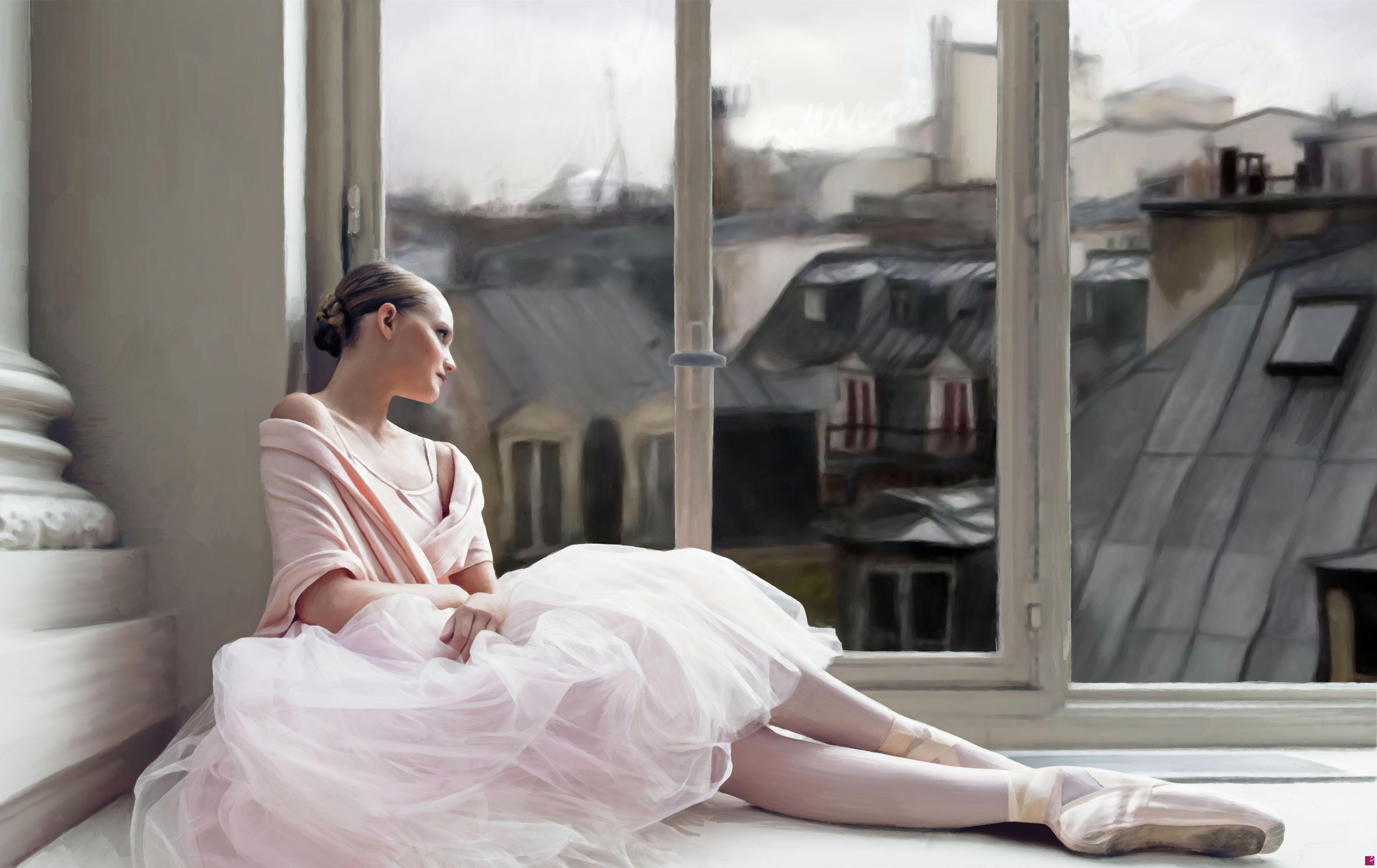 quadri in vendita online - LA DANSEUSE ET LES TOITS DE PARIS