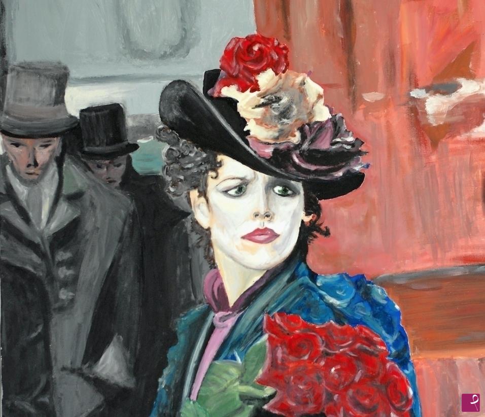quadri in vendita online - La donna con le rose