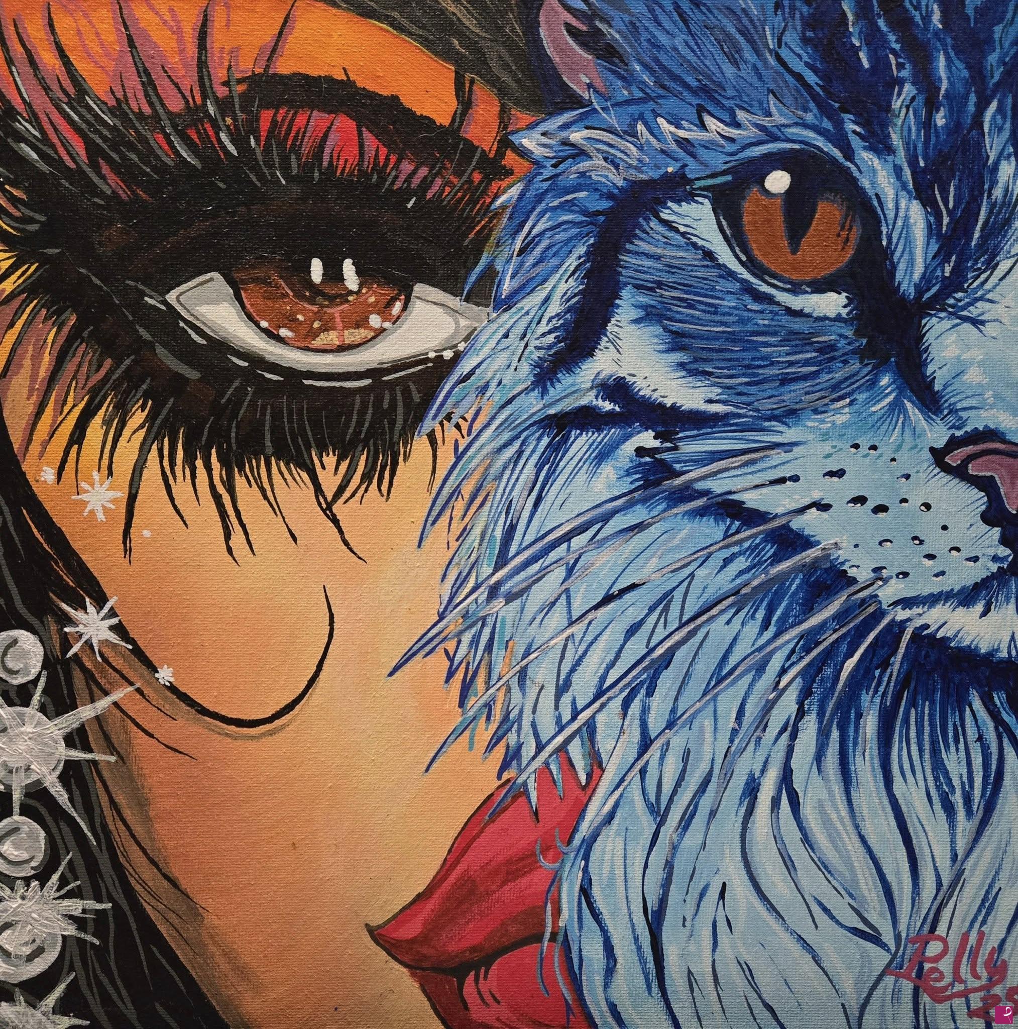 quadri in vendita online - LA DONNA E IL GATTO BLU