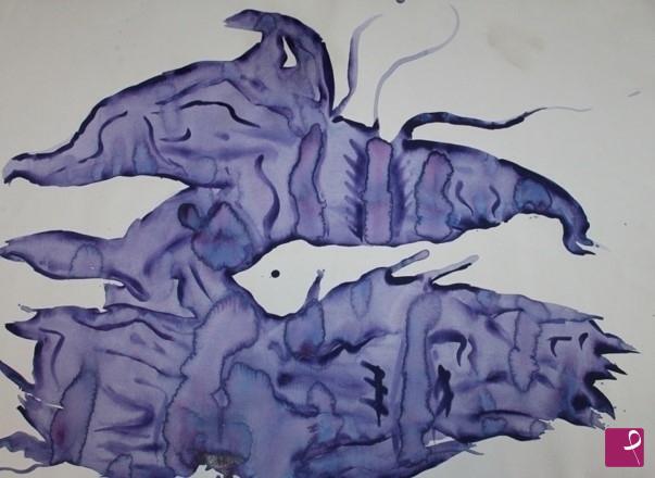 quadri in vendita online - La Donna uccello (2008); acrilico su carta, 70x50 cm