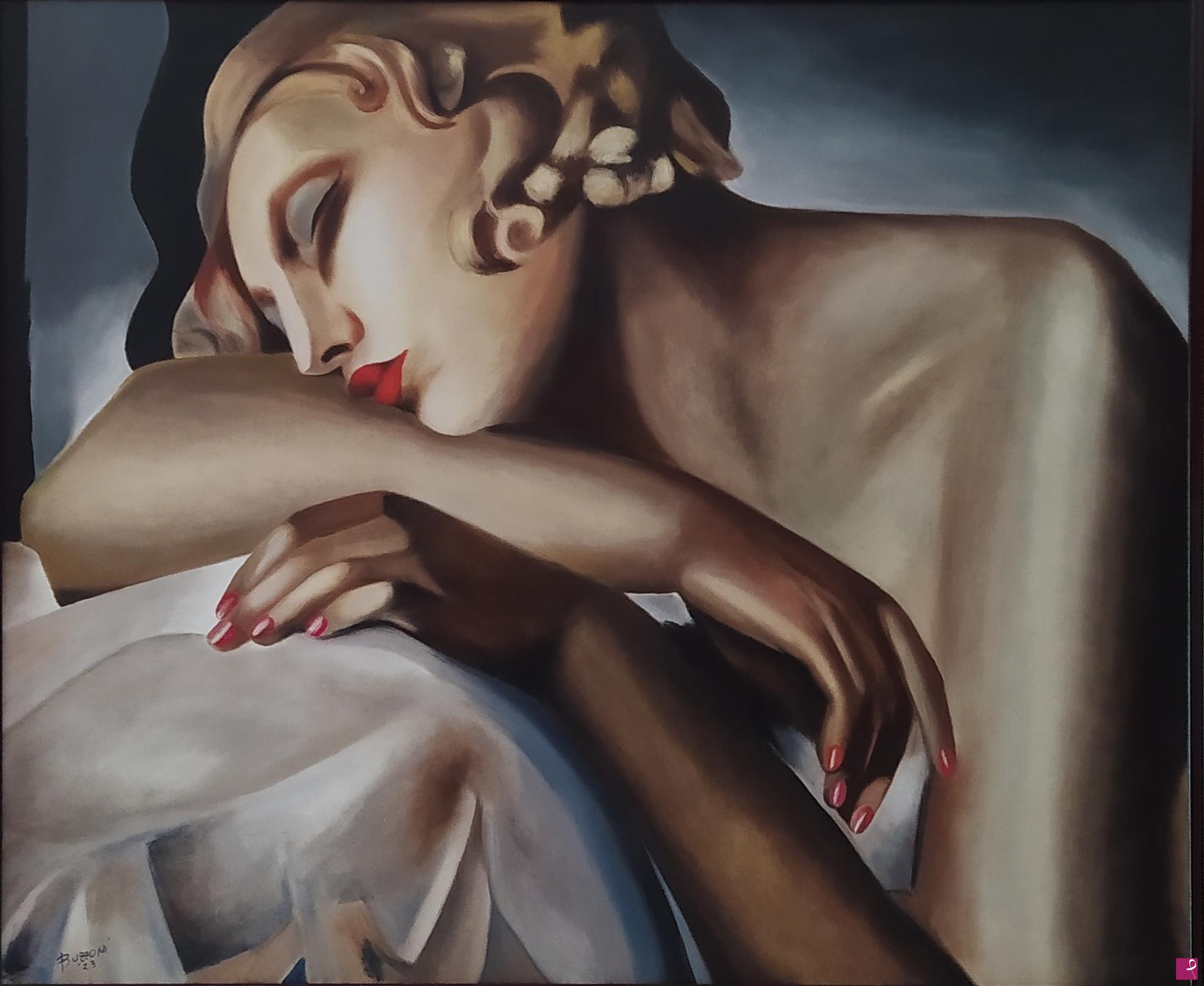 quadri in vendita online - La dormiente Tamara de Lempicka falso d'autore Buzzoni Filippo