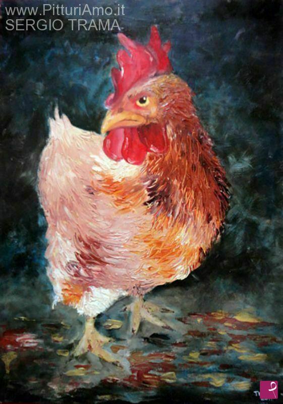 quadri in vendita online - La gallina arrabbiata