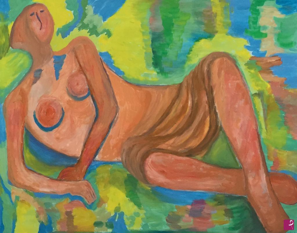 quadri in vendita online - La giacente di Henry Moore: da scultura a olio