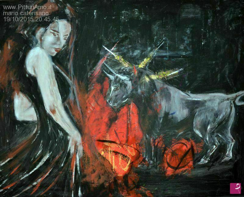 quadri in vendita online - la gitana e il toro