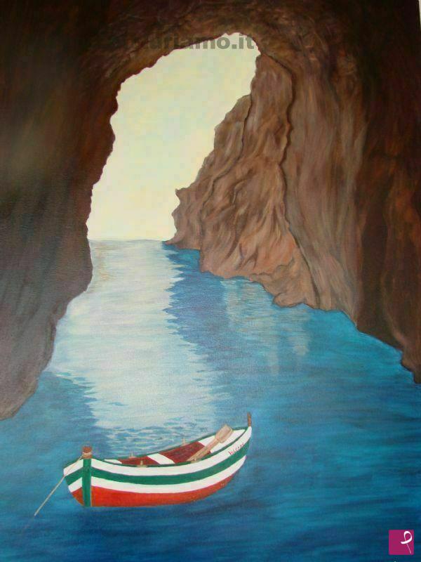 quadri in vendita online - La grotta del cavallo(isola di Vulcano))