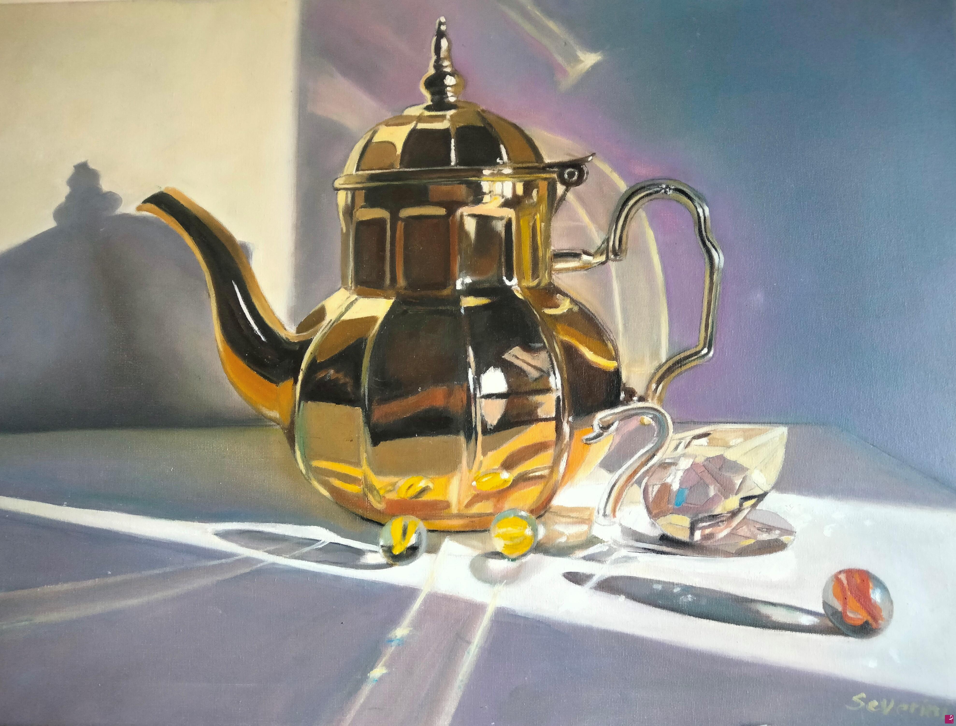 quadri in vendita online - 'La Luce di Enio dal distributore alle 7 di mattina dalla camera di mia madre'- 'Enio's petrol station early morning light at 7 in my mother's bedroom'