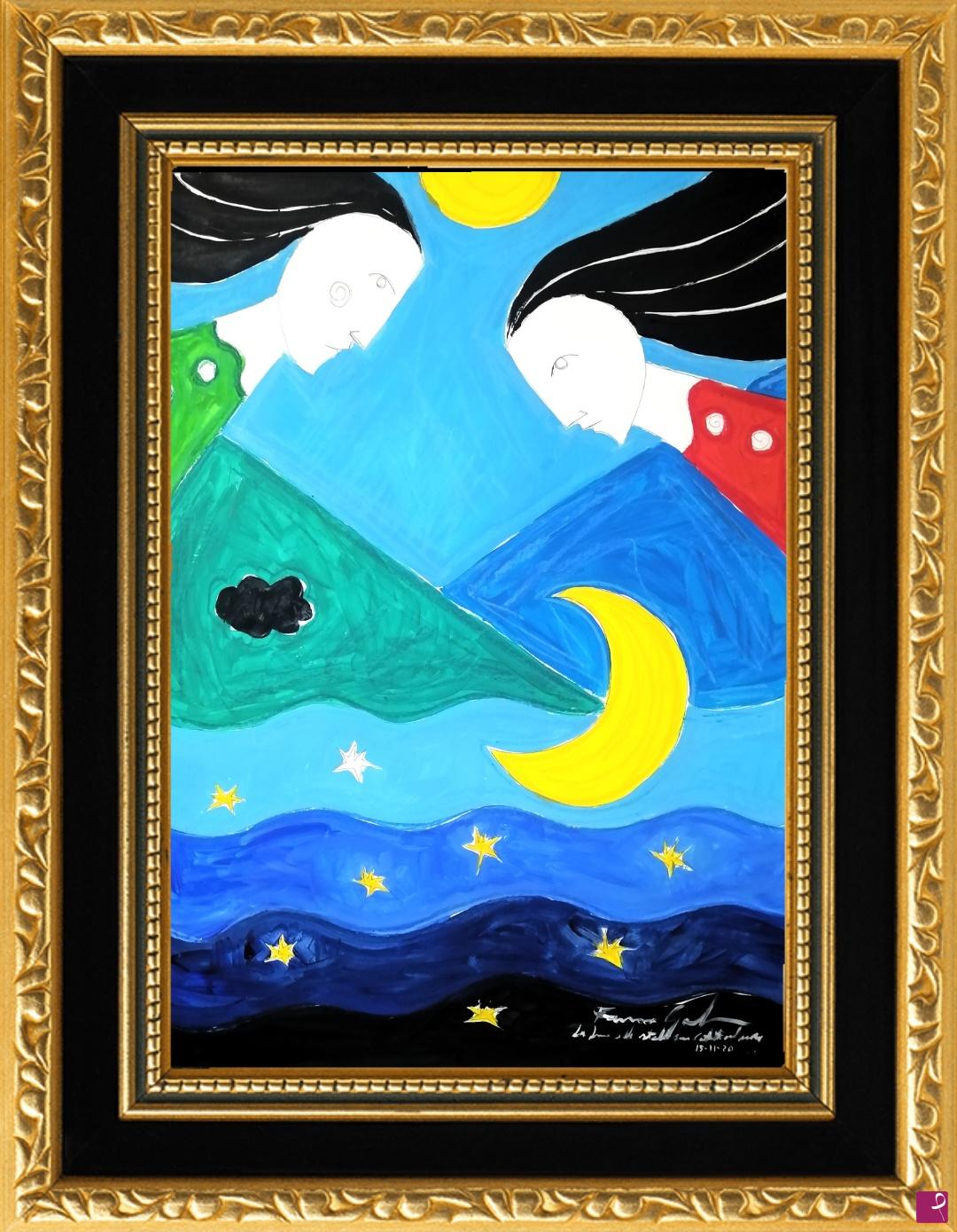 quadri in vendita online - La luna e le stelle son cadute nel mare