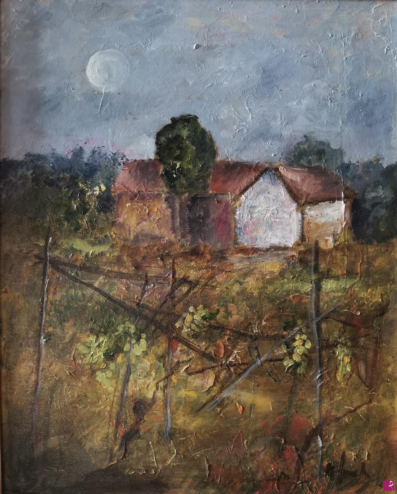 quadri in vendita online - La luna in collina