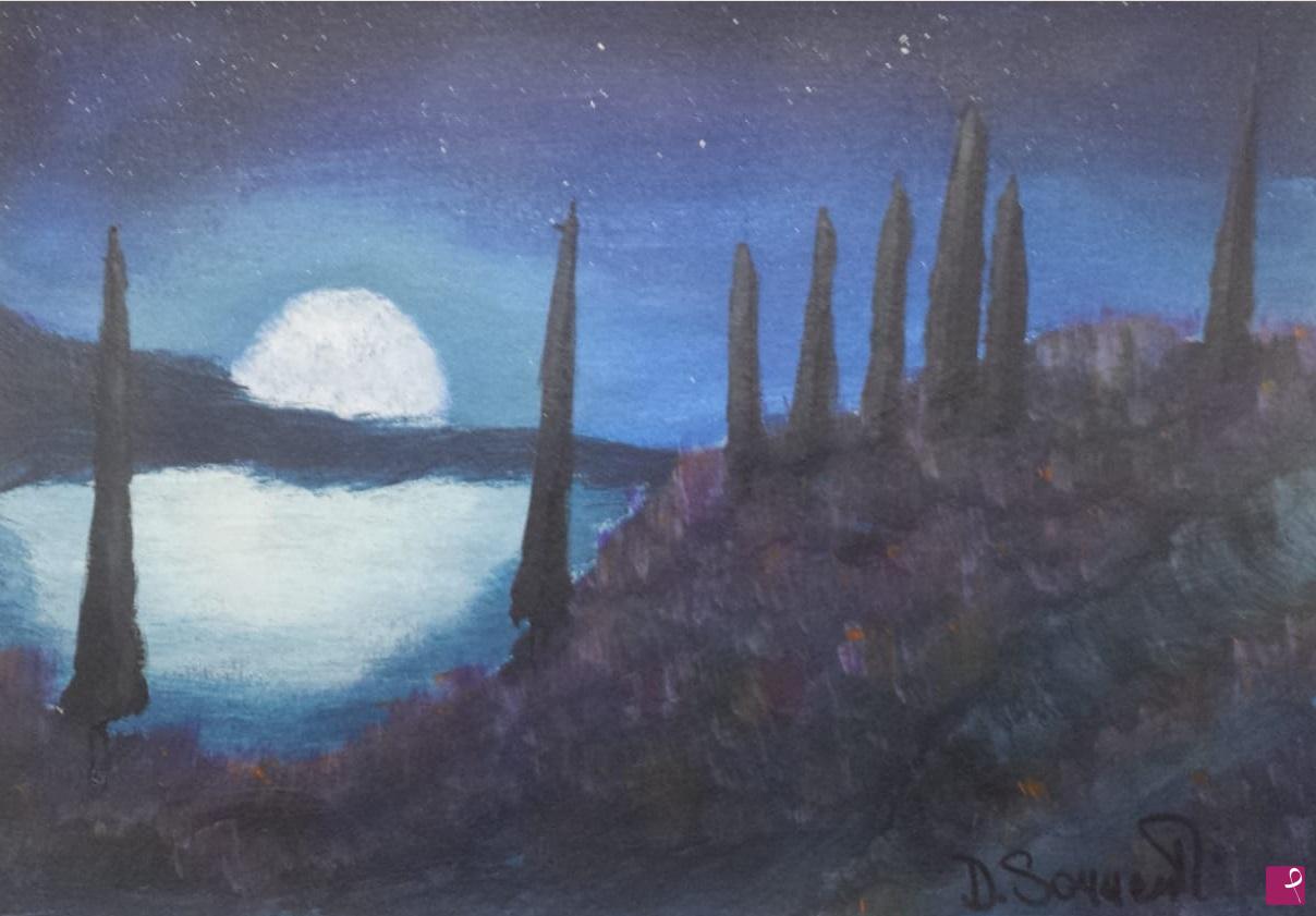 quadri in vendita online - La luna nel mare