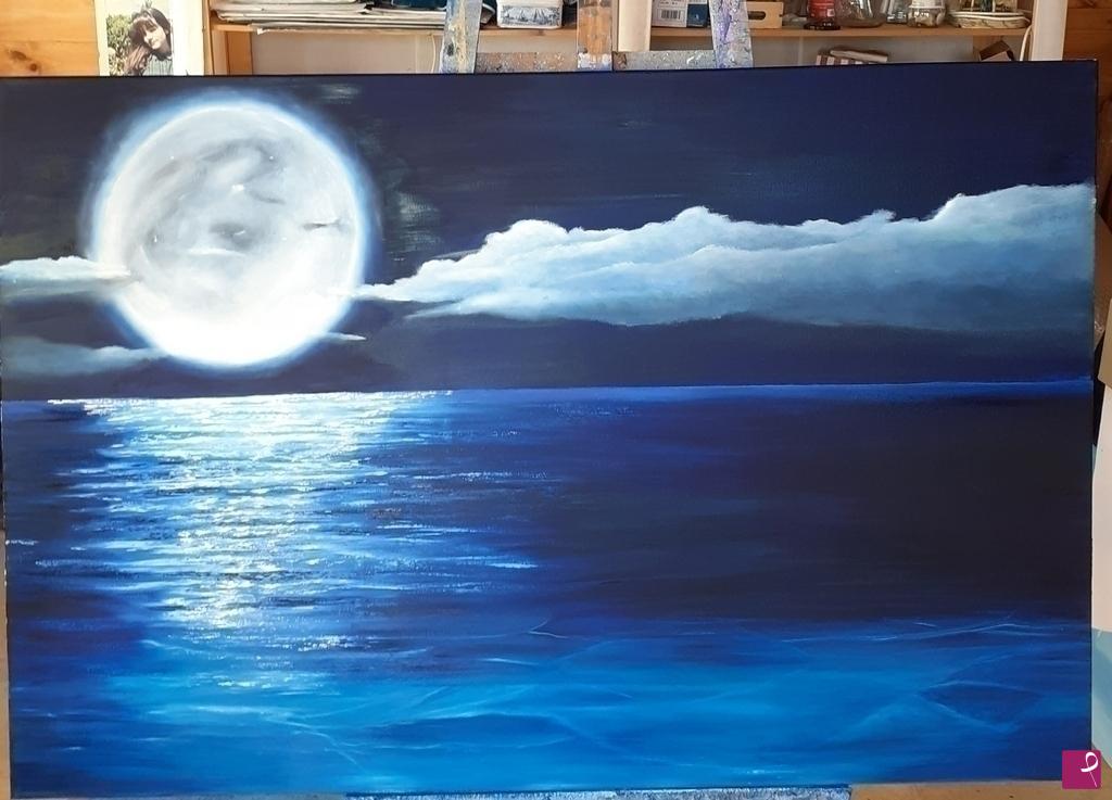 quadri in vendita online - La luna sul mare