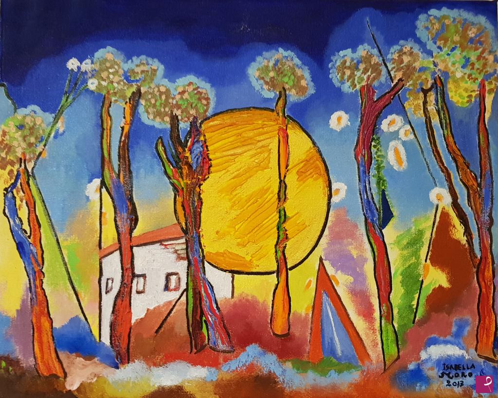 quadri in vendita online - La luna tra gli alberi (The moon through the trees)