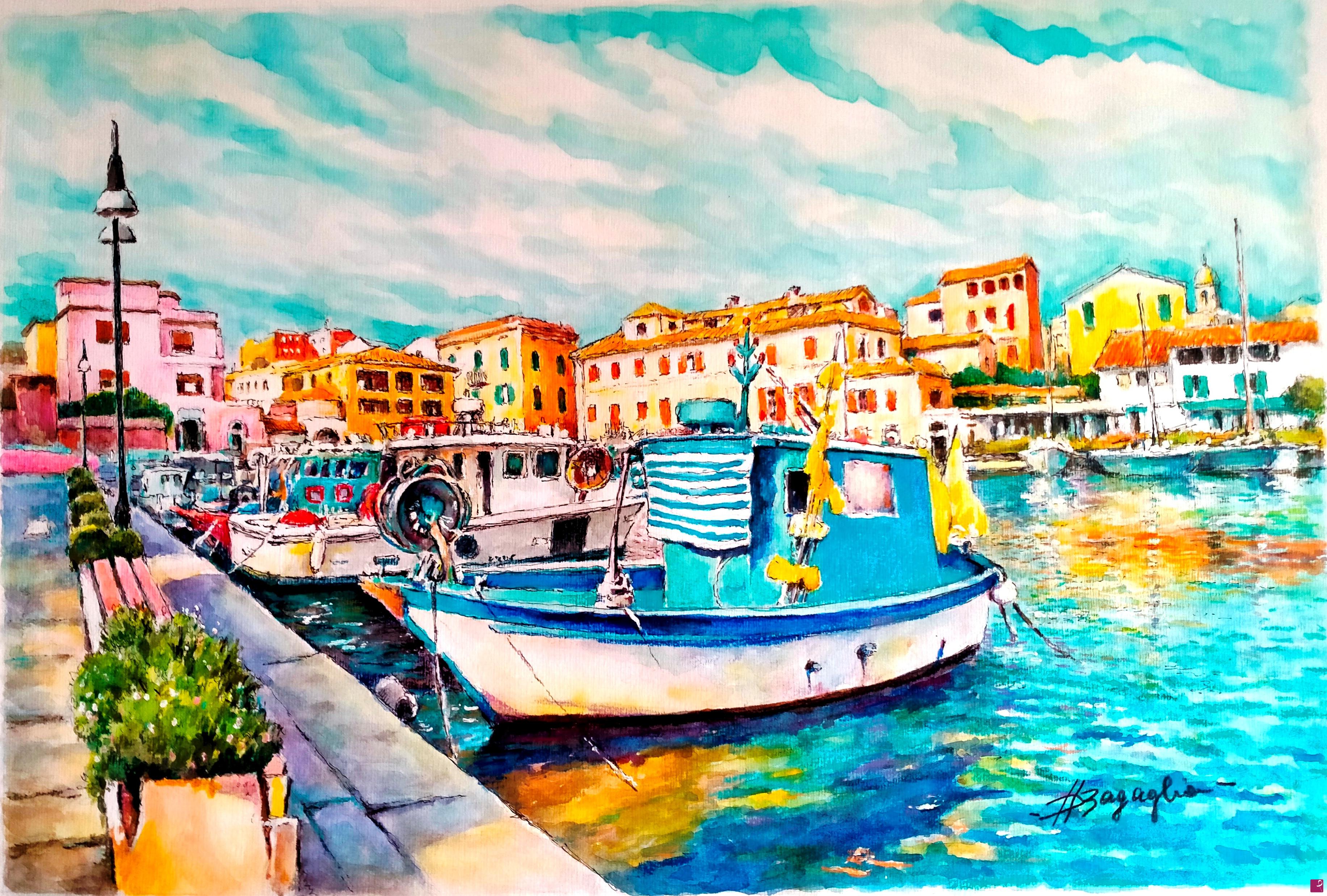 quadri in vendita online - LA MADDALENA CALA GAVETTA porto