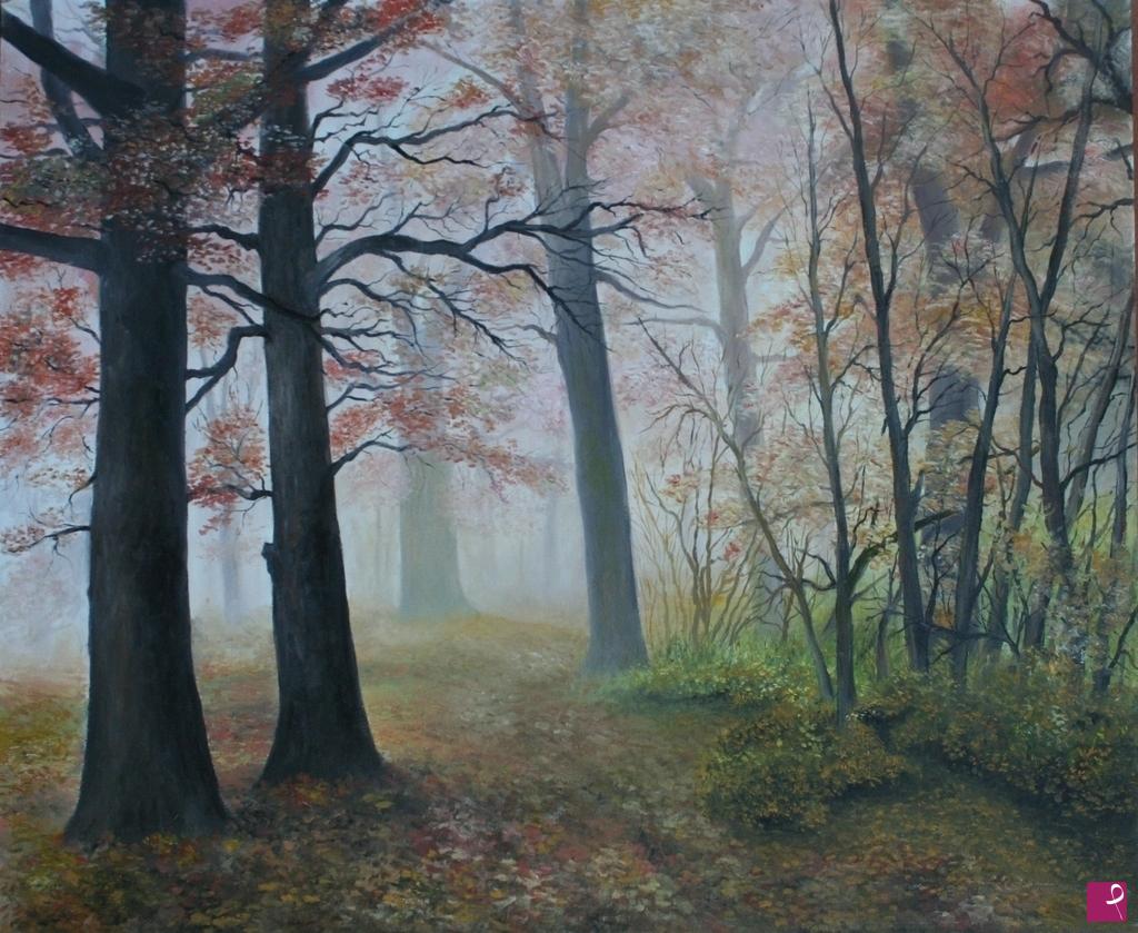 quadri in vendita online - La malinconia del bosco in autunno