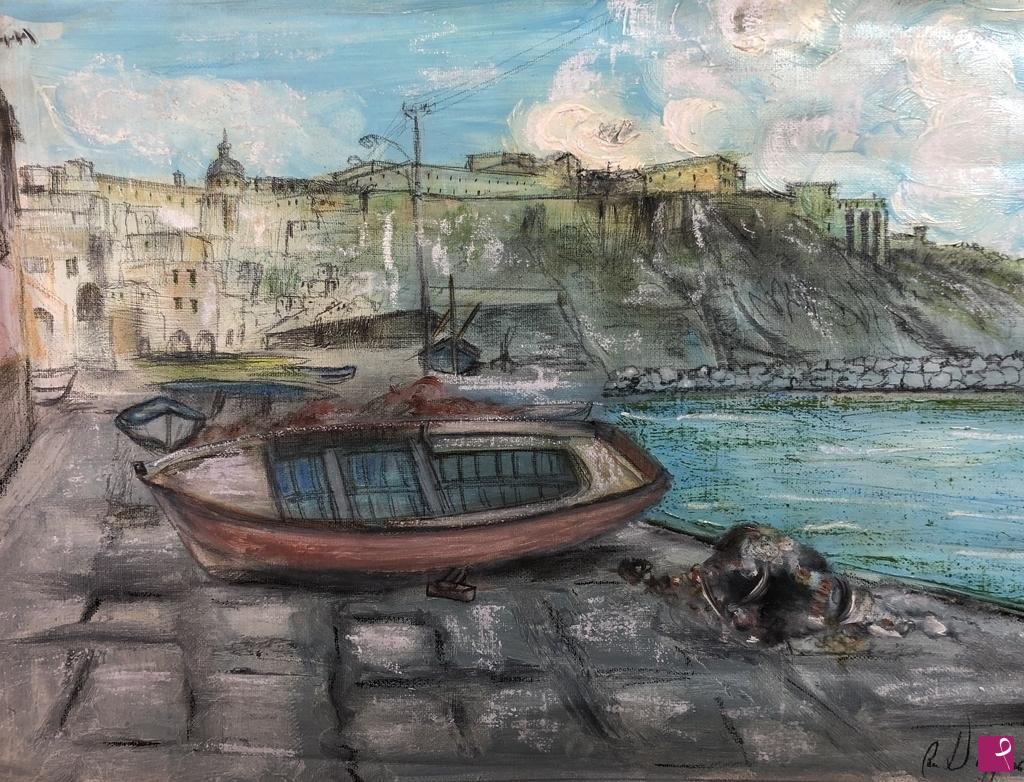 quadri in vendita online - La marina della  Corricella a Procida